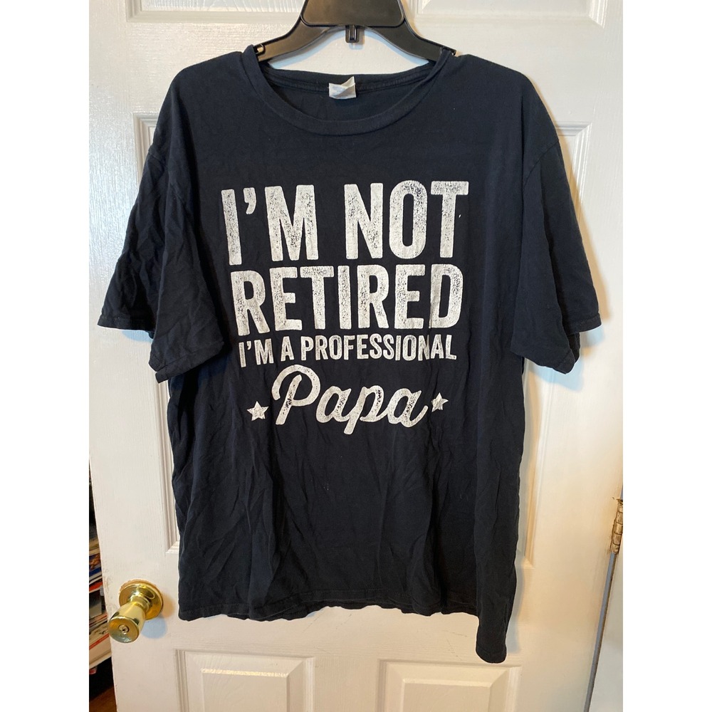 Port & Company Mens Professional Papa Retired Graphic T-Shirt Black XL